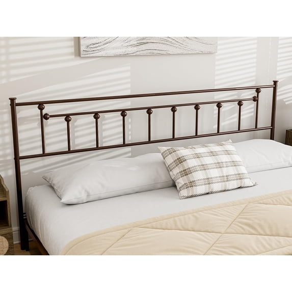 ARICOEASY Contemporary Modern Twin Metal Spindle Headboard in Brown, Headboard Only for Bedroom