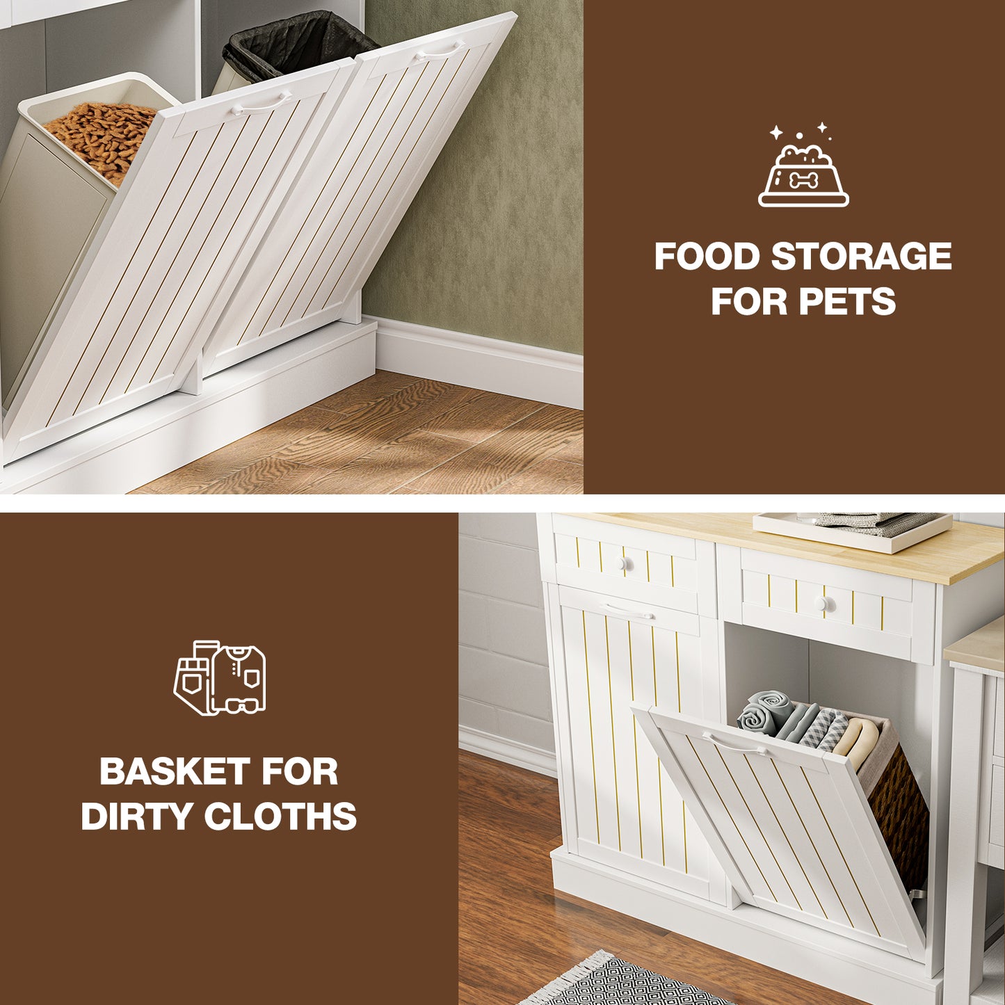 Tilt Out Trash Cabinet, Kitchen Hidden Garbage Can 10 Gallon