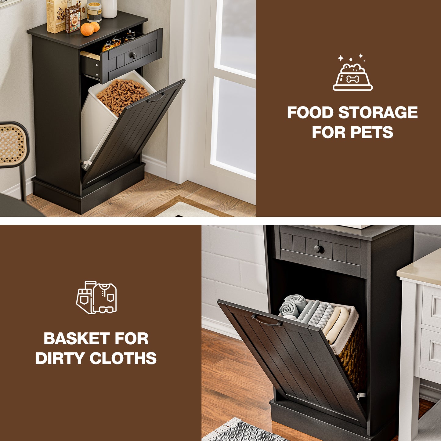 Tilt Out Trash Cabinet, Kitchen Hidden Garbage Can 10 Gallon