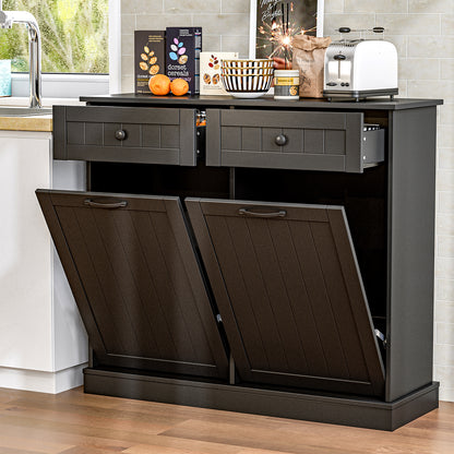 Tilt Out Trash Cabinet, Kitchen Hidden Garbage Can 10 Gallon