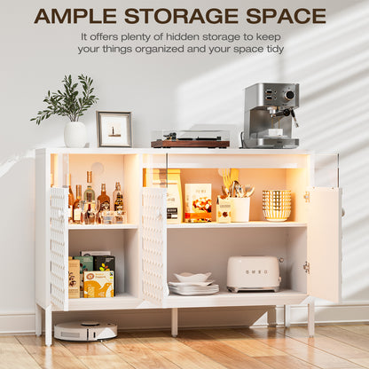 LED Buffet Cabinet with Power Outlet,3 Doors Sideboard Cabinet Table