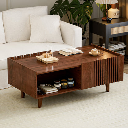 Fluted Coffee table with Storage for living room