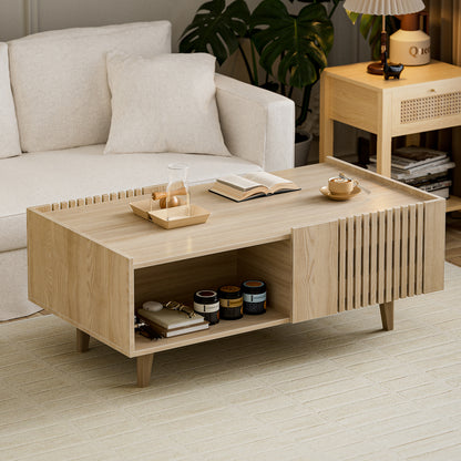 Fluted Coffee table with Storage for living room
