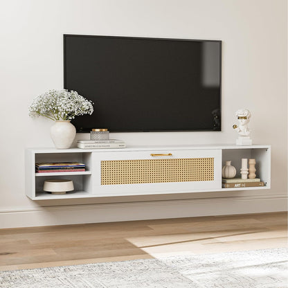 Floating TV Stand, Wall Mounted TV Cabinet with Storage, Entertainment Media Console