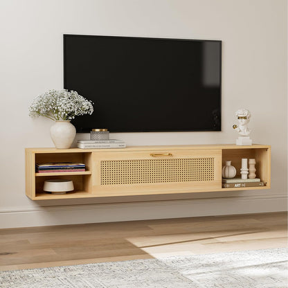 Floating TV Stand, Wall Mounted TV Cabinet with Storage, Entertainment Media Console