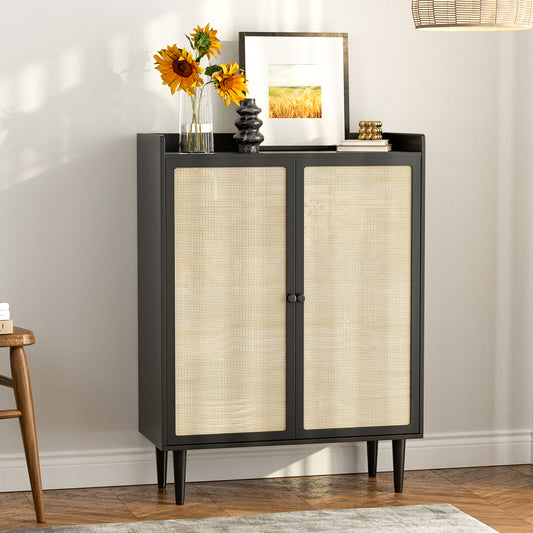 Rattan Cabinet with Storage Adjustable Shelves,Buffet Sideboard Accent