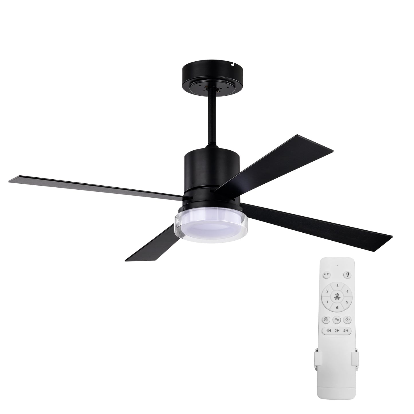 48" 4 - Blade LED Standard Ceiling Fan with Remote Control and Light Kit Included