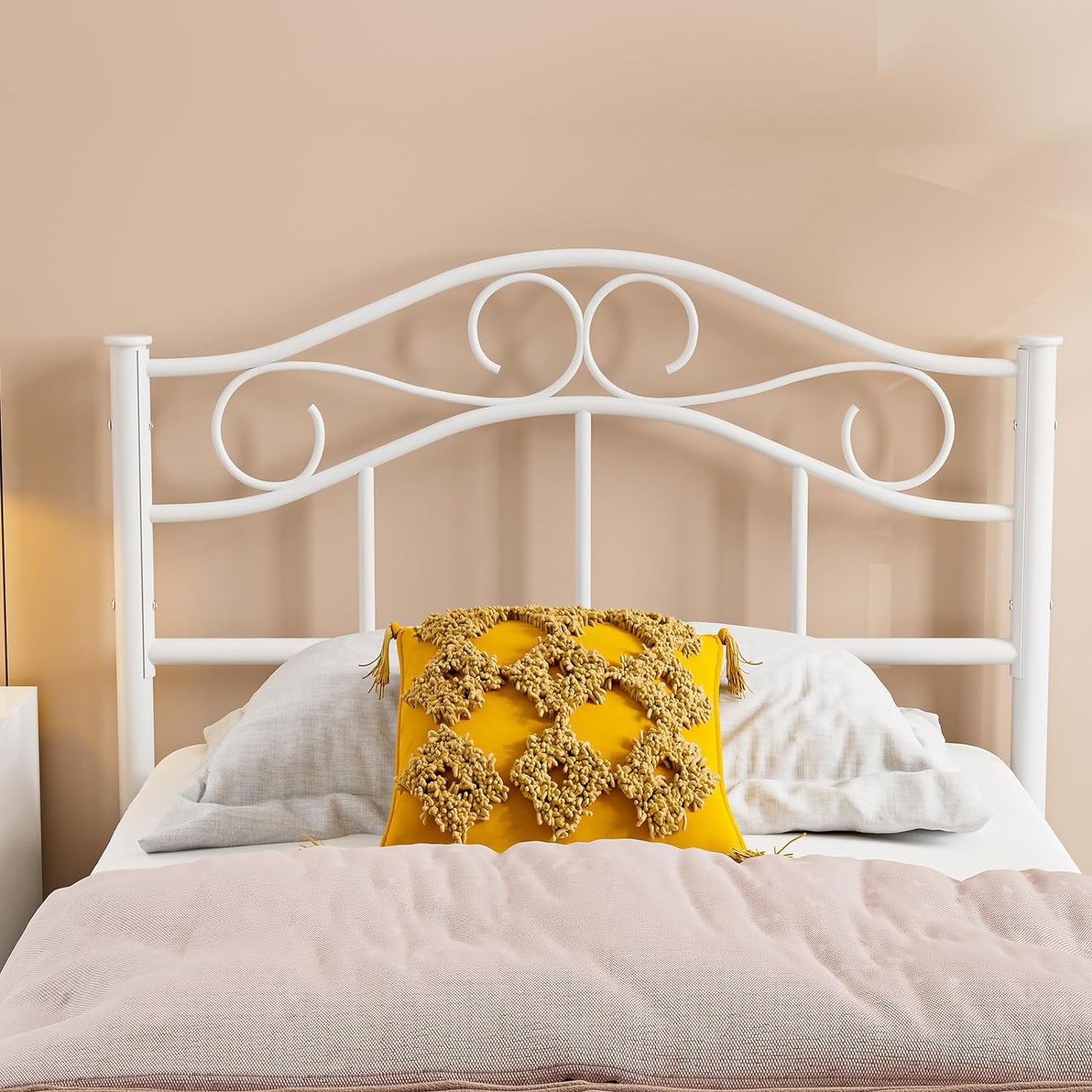 ARICOEASY Vintage Metal Headboard with 7-Level Height Adjustment Design