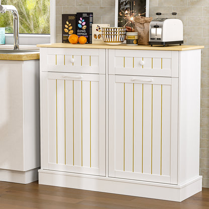 Tilt Out Trash Cabinet, Kitchen Hidden Garbage Can 10 Gallon