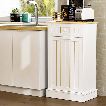 Tilt Out Trash Cabinet, Kitchen Hidden Garbage Can 10 Gallon