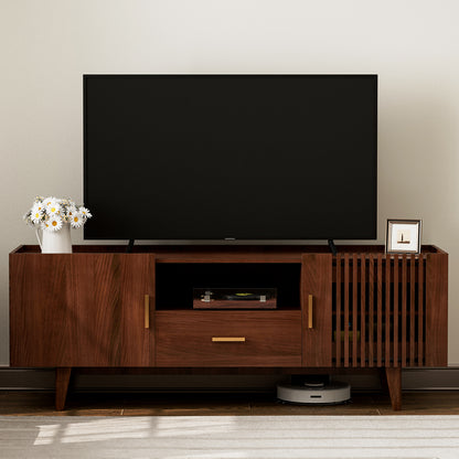 Fluted TV Stand for 75 Inch TV, with Drawer & 2 Cabinet Doors