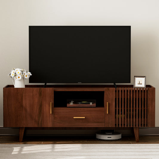 Fluted TV Stand for 75 Inch TV, with Drawer & 2 Cabinet Doors