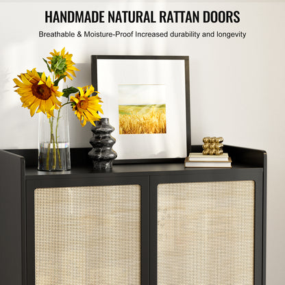 Rattan Cabinet with Storage Adjustable Shelves,Buffet Sideboard Accent