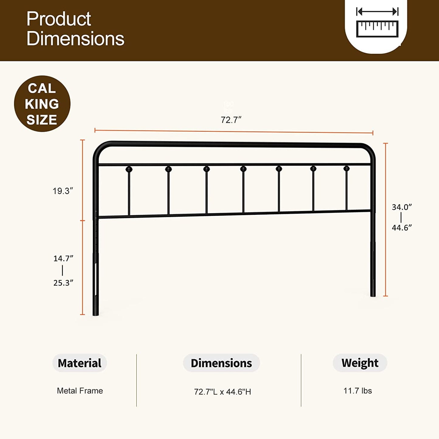 ARICOEASY Sturdy California King Size Headboard with Metal Construction