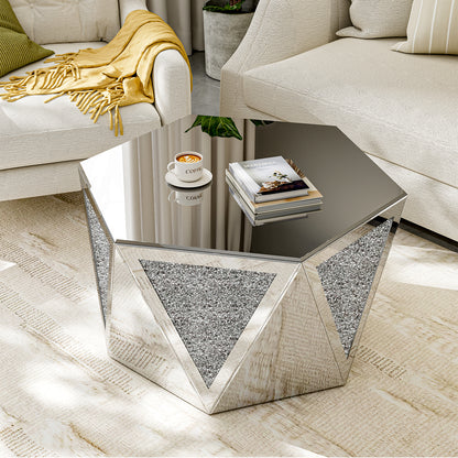 Luxury Mirror Coffee Table with Crushed Diamond