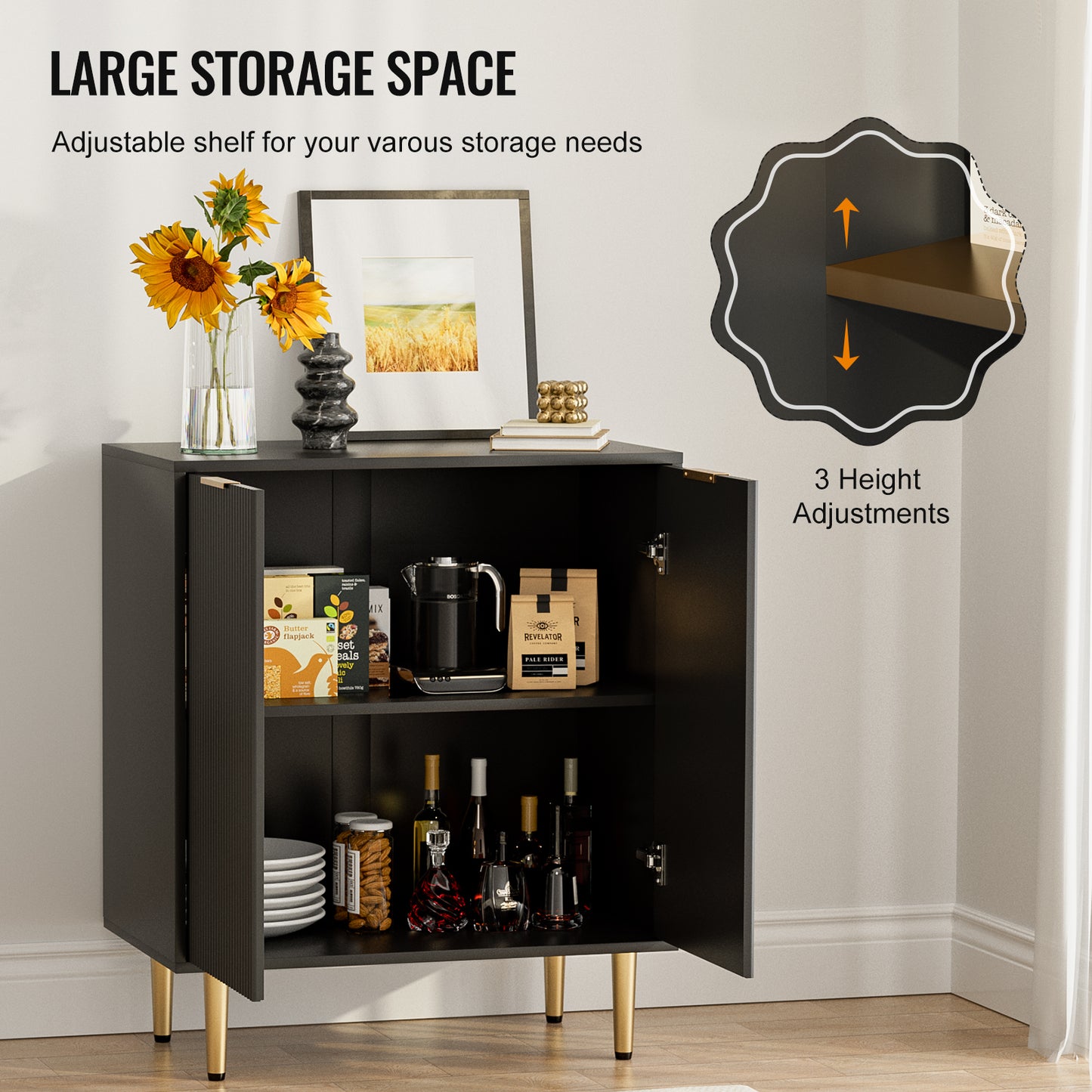 Multifunctional Cabinet with Storage Adjustable Shelves
