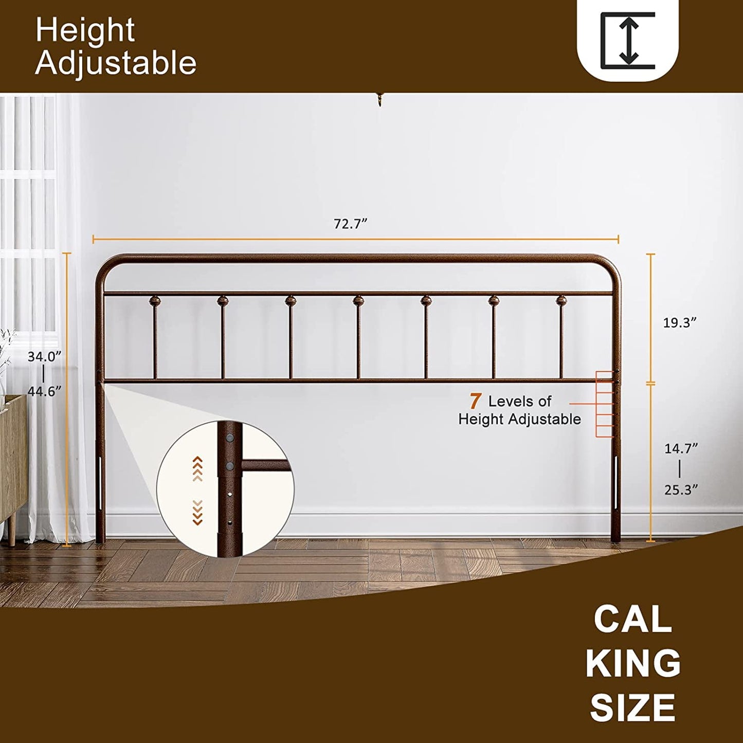 ARICOEASY Sturdy California King Size Headboard with Metal Construction