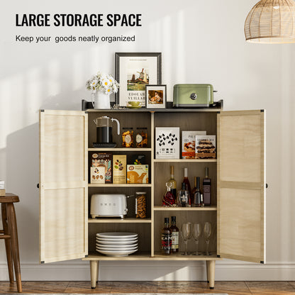 Rattan Cabinet with Storage Adjustable Shelves,Buffet Sideboard Accent
