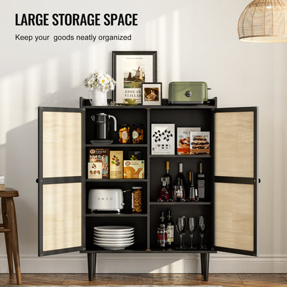Rattan Cabinet with Storage Adjustable Shelves,Buffet Sideboard Accent