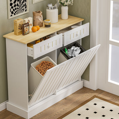 Tilt Out Trash Cabinet, Kitchen Hidden Garbage Can 10 Gallon
