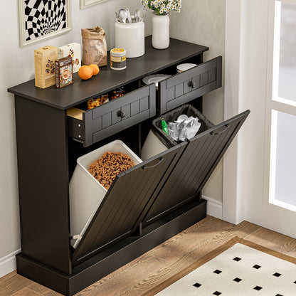 Tilt Out Trash Cabinet, Kitchen Hidden Garbage Can 10 Gallon