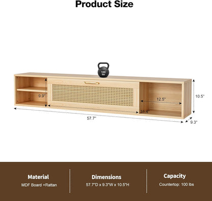 Floating TV Stand, Wall Mounted TV Cabinet with Storage, Entertainment Media Console