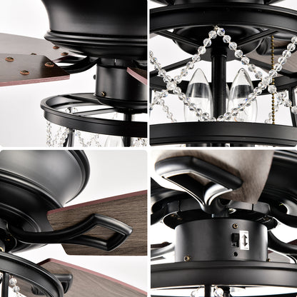Ceiling Fans 52 Inch Industrial Style Indoor Ceiling Fan with Pull-cord Control