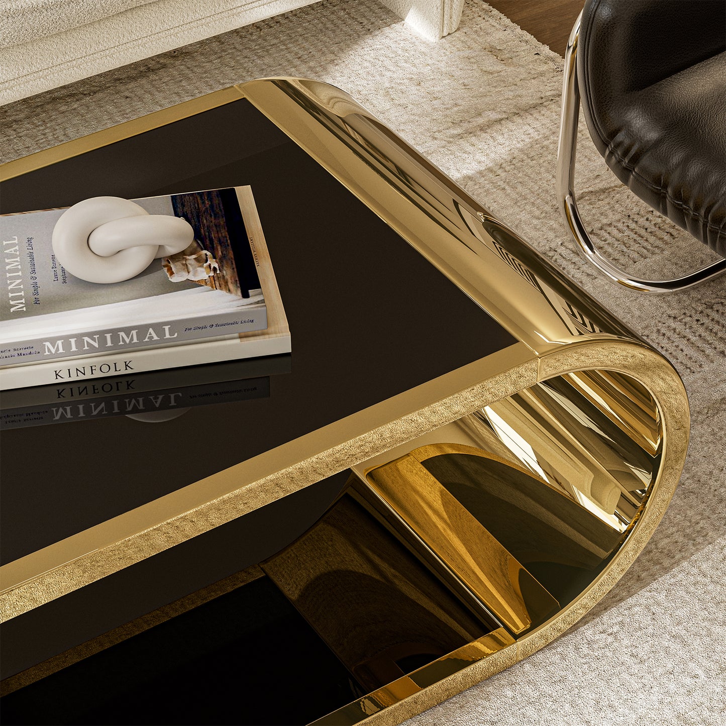 Internet celebrity Gold Stainless with Glass Coffee Table
