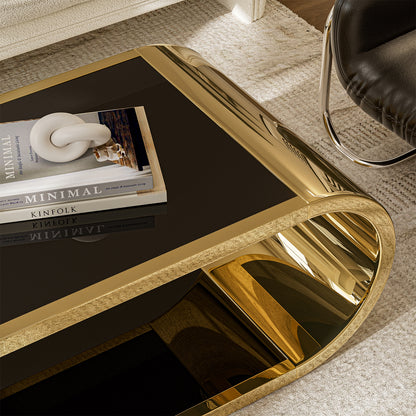 Internet celebrity Gold Stainless with Glass Coffee Table