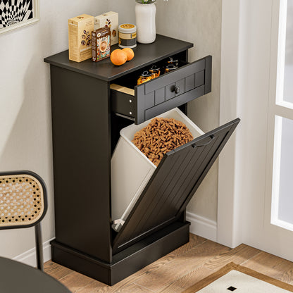Tilt Out Trash Cabinet, Kitchen Hidden Garbage Can 10 Gallon