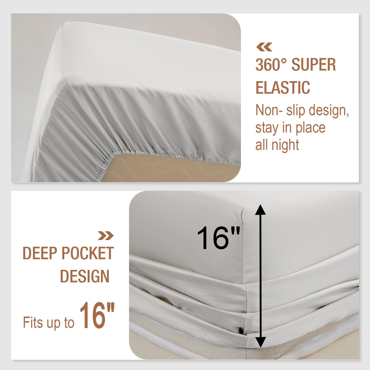 Bed Sheet Set-4 Piece 16” Deep Pocket, Ultra Soft Breathable Silky Bedding Sheets & Pillowcases-White