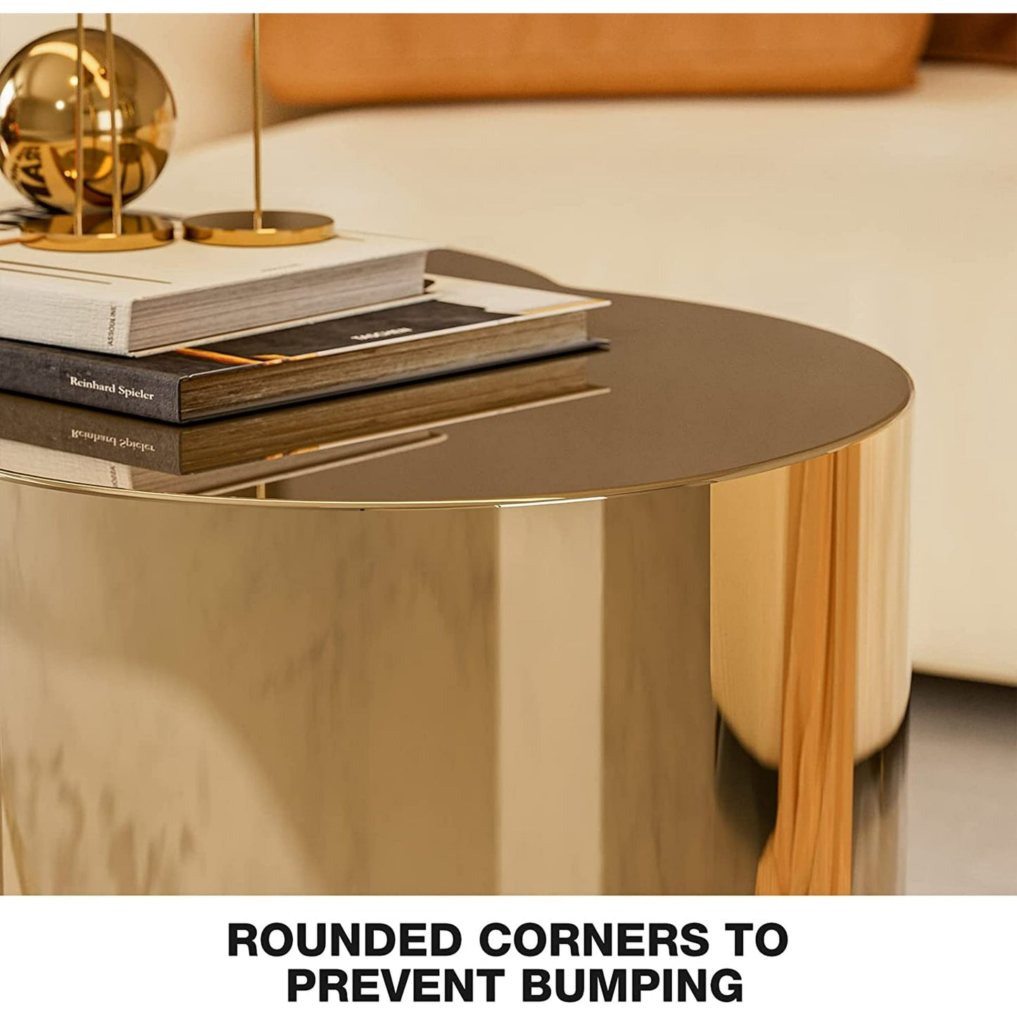ARICOEASY Contemporary Gold Coffee Table Small Cloud Shape Stainless Steel Accent Table Luxury Side Table for Living Room Bedroom