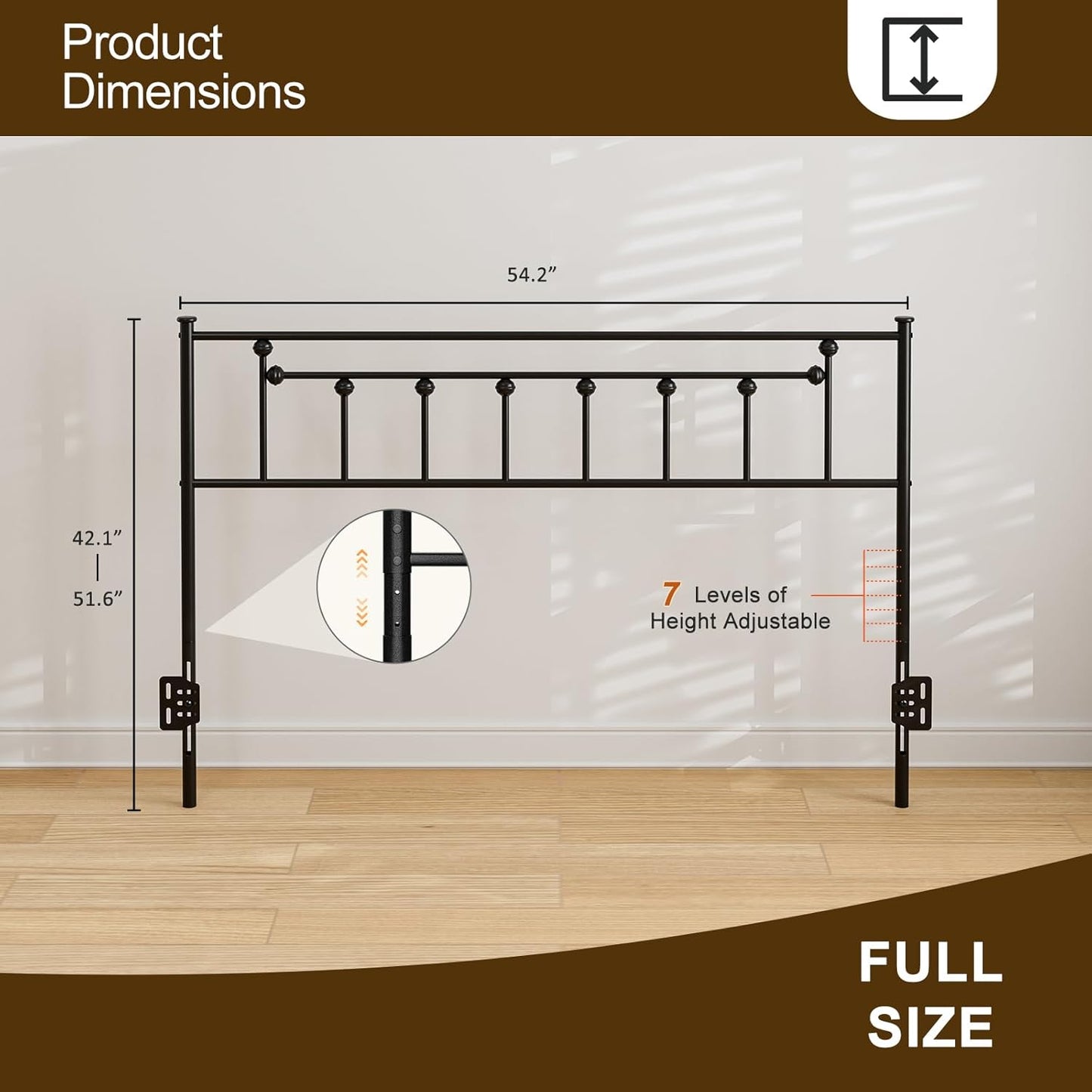 Metal Adjustable Headboard Only for Bedroom