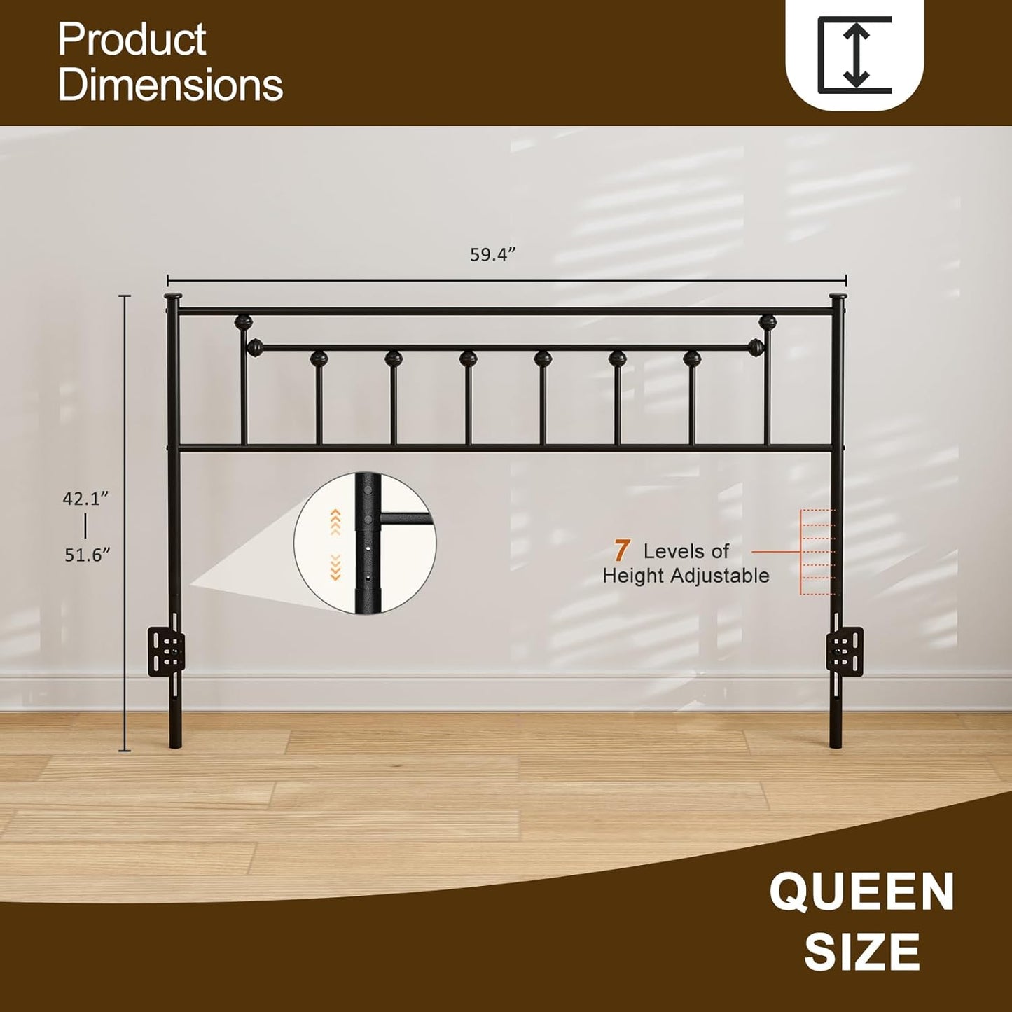 Metal Adjustable Headboard Only for Bedroom