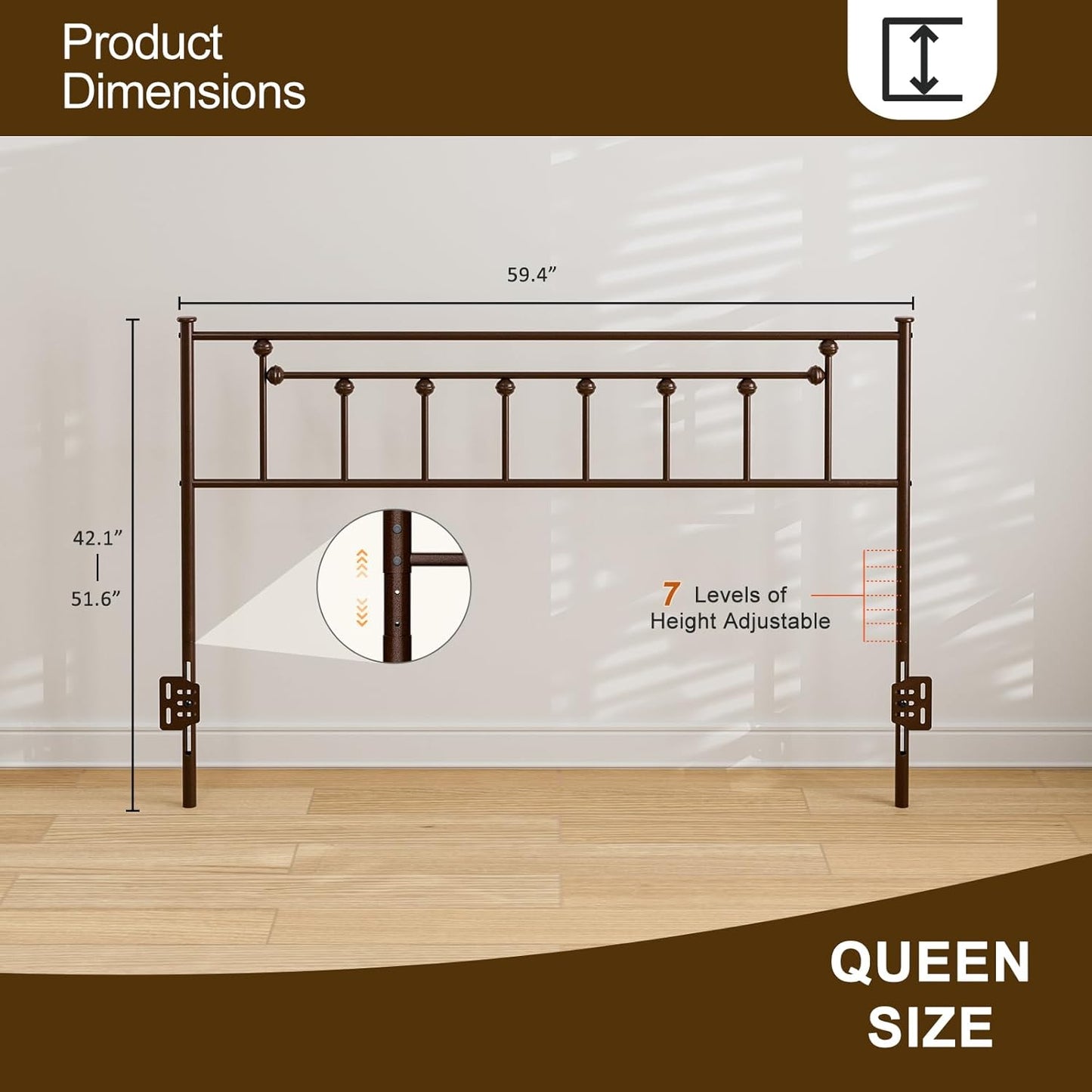 Metal Adjustable Headboard Only for Bedroom