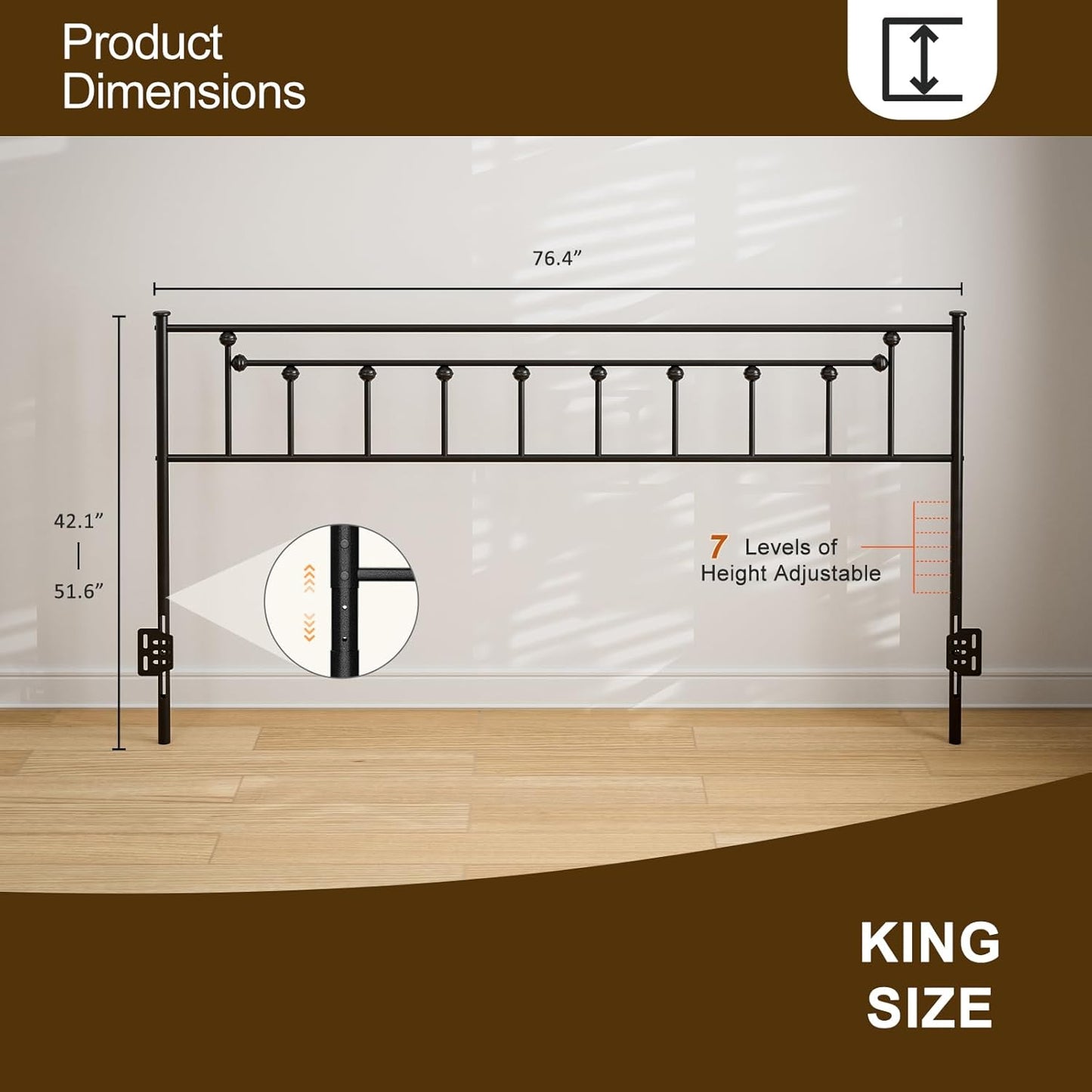 Metal Adjustable Headboard Only for Bedroom