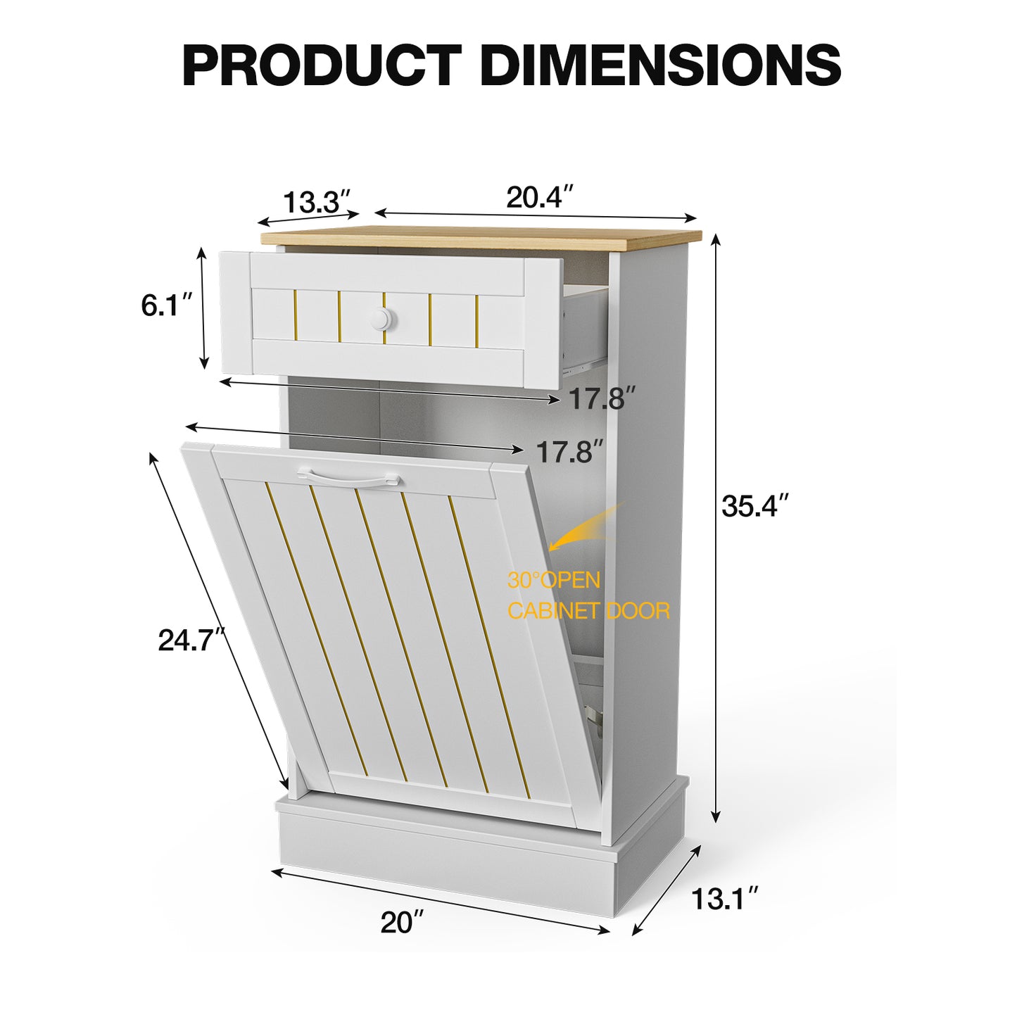 Tilt Out Trash Cabinet, Kitchen Hidden Garbage Can 10 Gallon