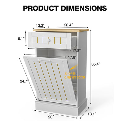 Tilt Out Trash Cabinet, Kitchen Hidden Garbage Can 10 Gallon