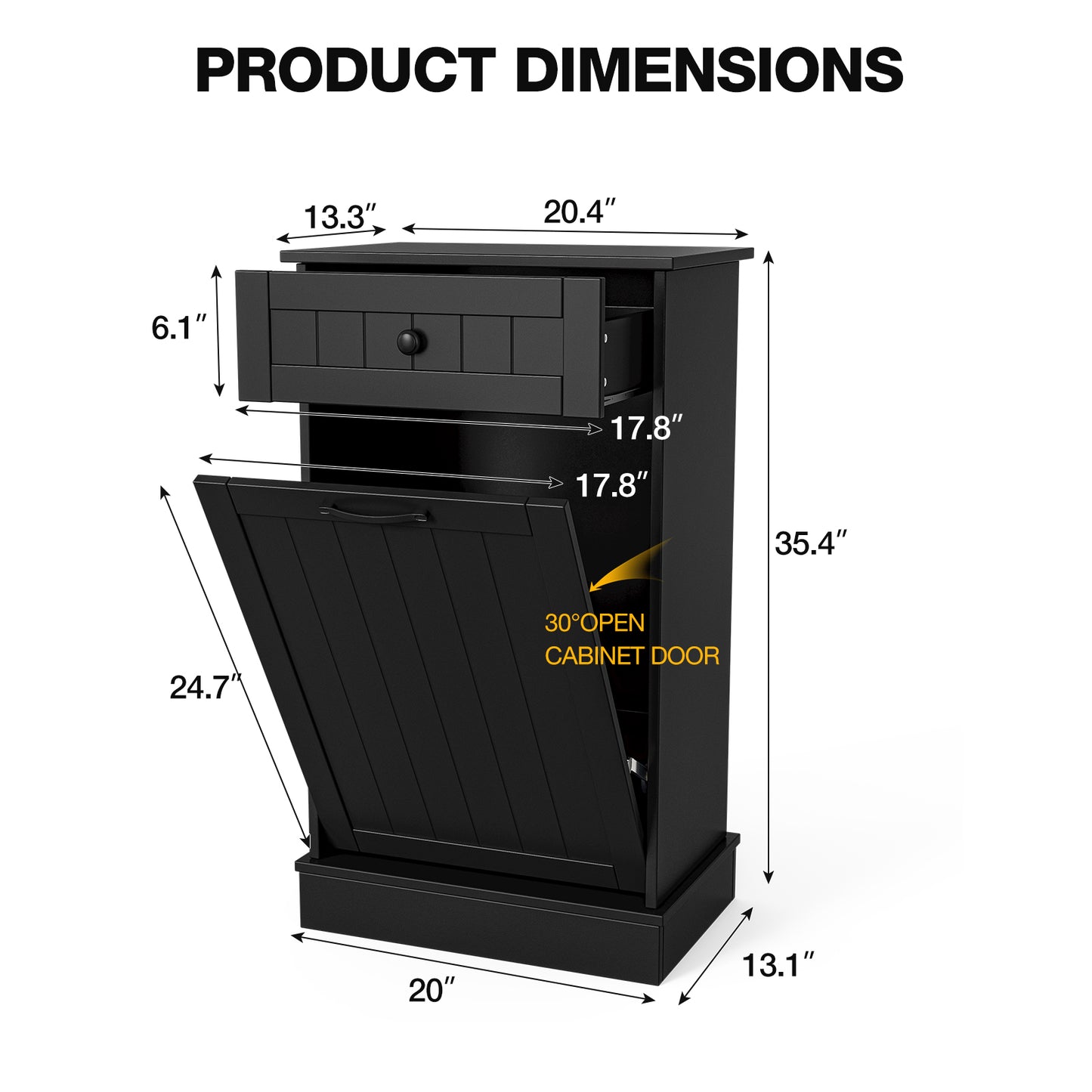 Tilt Out Trash Cabinet, Kitchen Hidden Garbage Can 10 Gallon