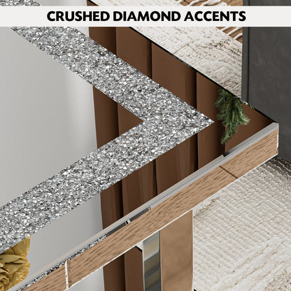 Rectangle Mirrored Coffee Table 2-Tier with Crushed Diamond