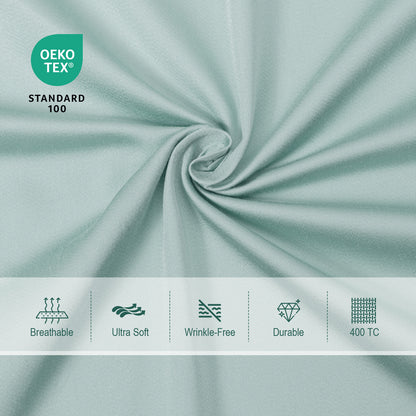 Bed Sheet Set-4 Piece 16” Deep Pocket, Ultra Soft Breathable Silky Bedding Sheets & Pillowcases-Light Green