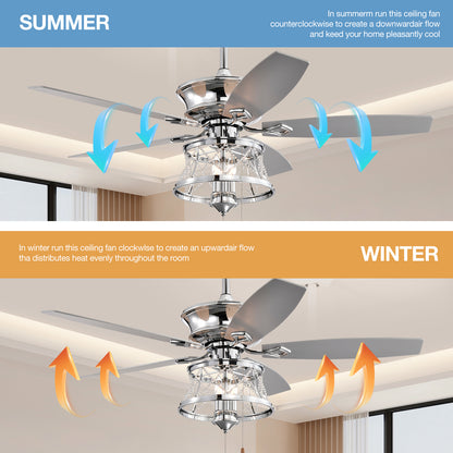 Ceiling Fans 52 Inch Industrial Style Indoor Ceiling Fan with Pull-cord Control