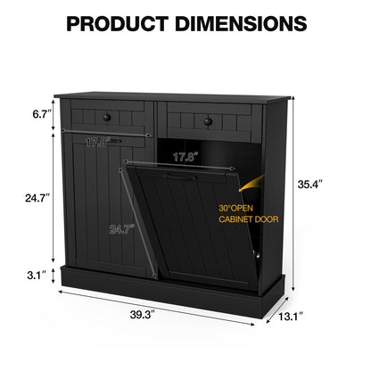Tilt Out Trash Cabinet, Kitchen Hidden Garbage Can 10 Gallon