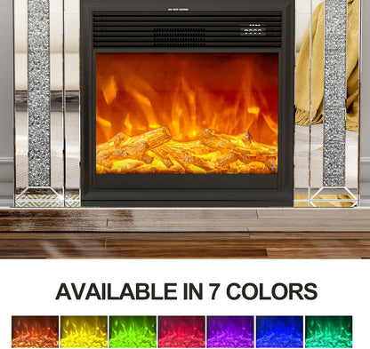 Mirrored Electric Fireplace TV Stand, LED Mantel Freestanding Heater