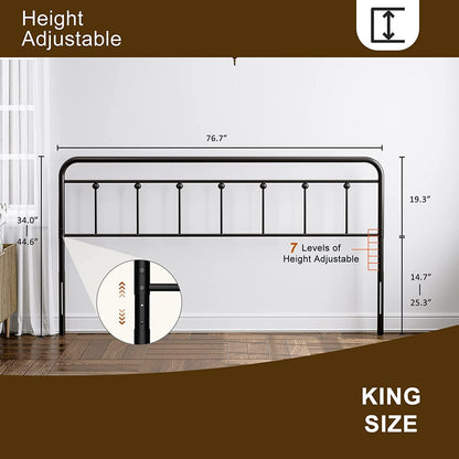 ARICOEASY Metal King Size Headboard Only for Bedroom with Height Adjustable, Sturdy Headboard Suitable for Bedrooms, Hotel, Guesthouse