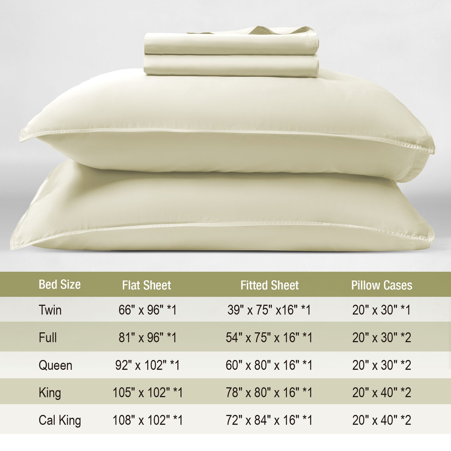 Bed Sheet Set-4 Piece 16” Deep Pocket, Ultra Soft Breathable Silky Bedding Sheets & Pillowcases-Beige