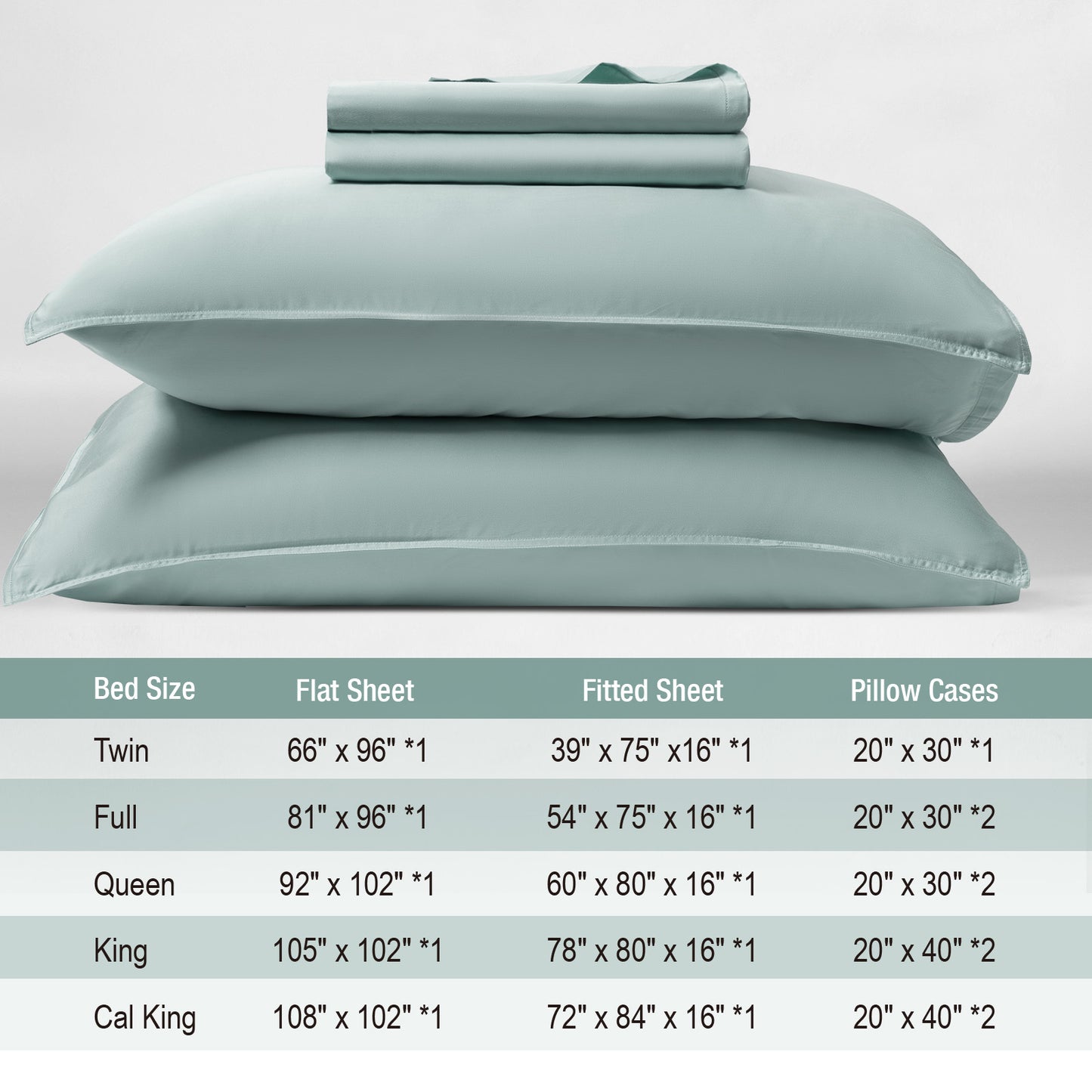Bed Sheet Set-4 Piece 16” Deep Pocket, Ultra Soft Breathable Silky Bedding Sheets & Pillowcases-Light Green