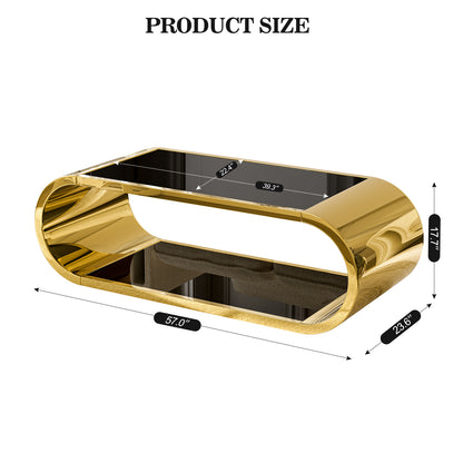 Internet celebrity Gold Stainless with Glass Coffee Table Size