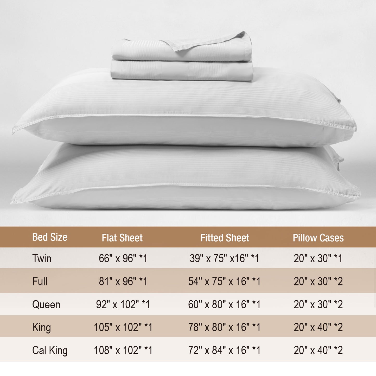 Bed Sheet Set-4 Piece 16” Deep Pocket, Striped Jacquard Ultra Soft Breathable Silky Bedding Sheets & Pillowcases-White