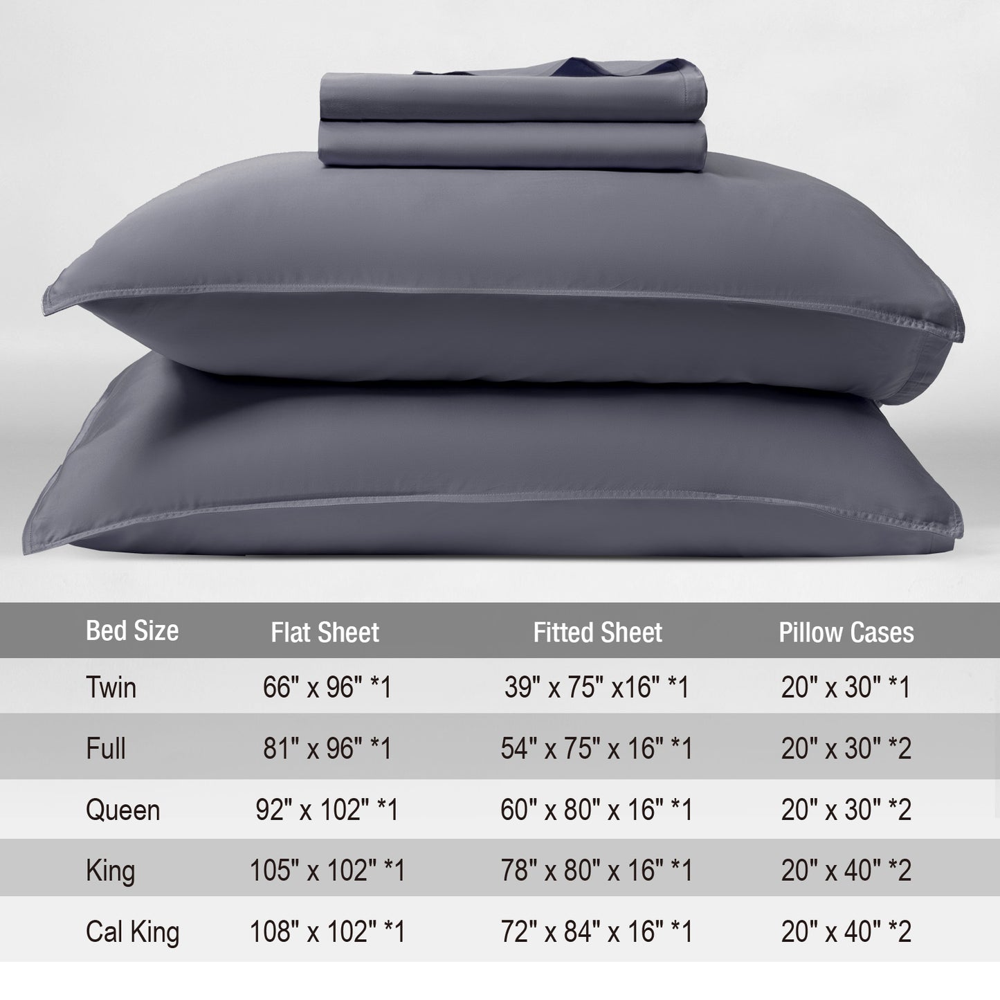 Bed Sheet Set-4 Piece 16” Deep Pocket, Ultra Soft Breathable Silky Bedding Sheets & Pillowcases-Grey